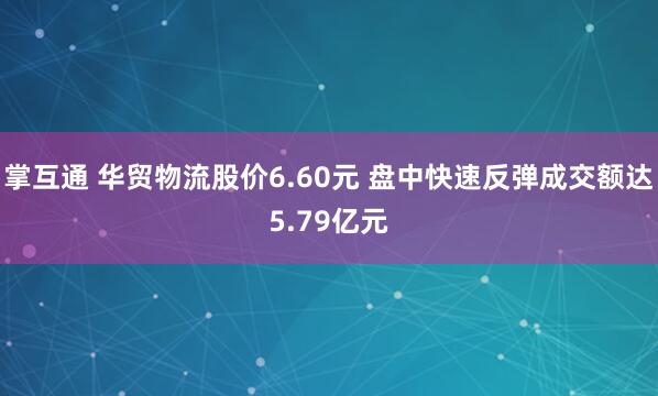 掌互通 华贸物流股价6.60元 盘中快速反弹成交额达5.79亿元